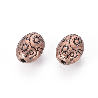 Tibetan Style Alloy Beads, Lead Free & Cadmium Free, 6mm wide, 8mm long, 4.1mm thick, hole: 1mm