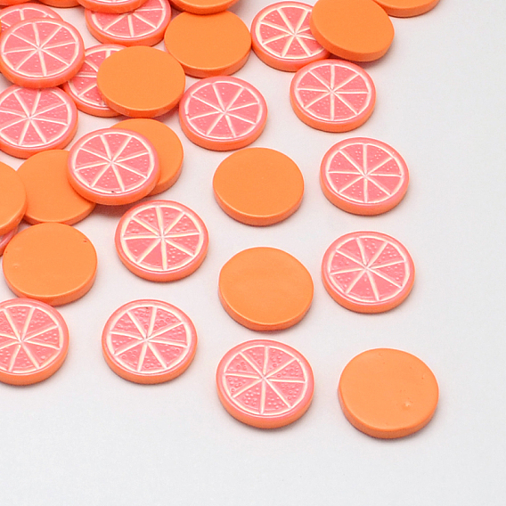 Pomelo Resin Decoden Decoden Cabochons, Imitation Food, 15x2.5mm