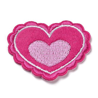 Corazón con apliques de flores, tela de bordado computarizada para planchar / coser parches, accesorios de vestuario