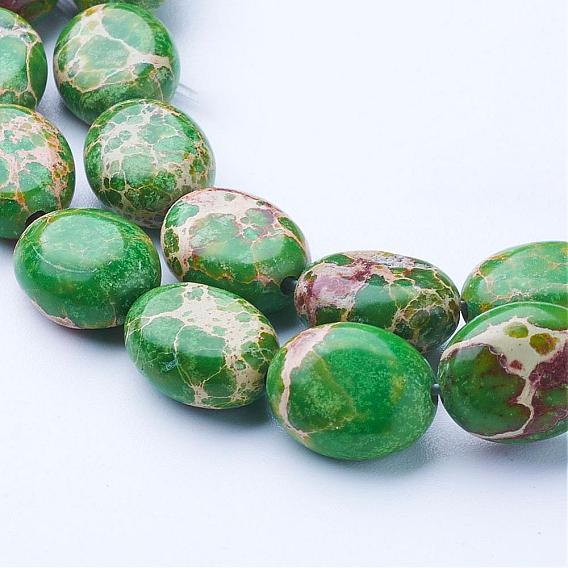Natural Imperial Jasper Bead Strands, Dyed, Oval