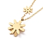 Crystal Rhinestone Flower Pendant Necklace, Ion Plating(IP) 304 Stainless Steel Jewelry for Women