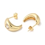 Clear Cubic Zirconia Crescent Moon with Heart Stud Earrings, Rack Plating Brass Jewelry, Long-Lasting Plated, Cadmium Free & Lead Free