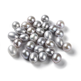 Dyed Natural Cultured Freshwater Pearl Beads, Half Drilled, Rice, Grade 5A+