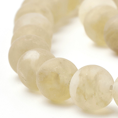 Perles de verre pastèque en pierre brins, givré, ronde