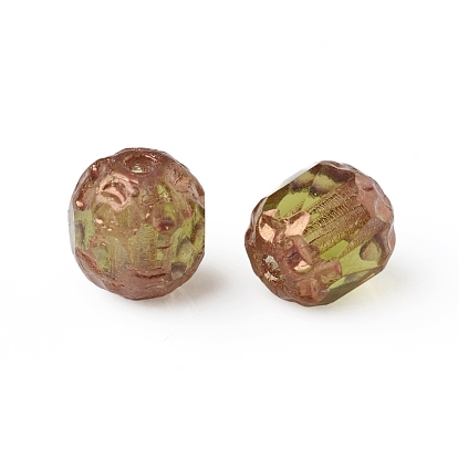 Perles de verre tchèques galvanisées, perles cathédrale, style rétro, facette, ovale