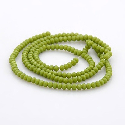 Verre imitation jade facettes rondelles perles brins, 3x2mm, Trou: 1mm, Environ 198 pcs/chapelet, 15.7 pouce