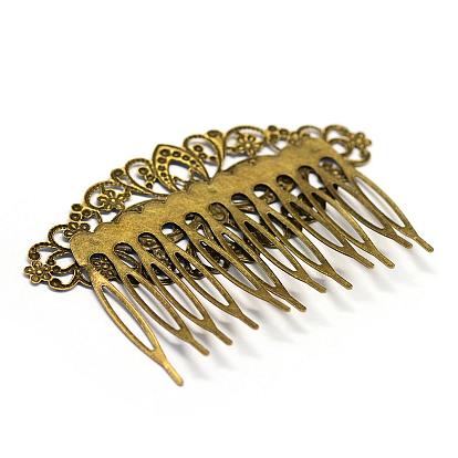 Iron Hair Comb Findings, Flower, 81x51x1.5mm