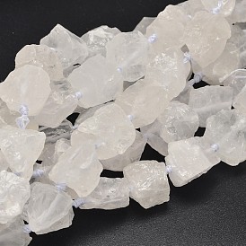 Pepitas de cuarzo natural de cristal hebras, cuentas de cristal de roca, 16~28x9~20x10~25 mm, agujero: 1 mm, sobre 16~17 unidades / cadena, 15.5 pulgada