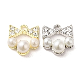 Alloy with Rhinestone Pendants, with ABS Imitation Pearl, Bowknot Charms