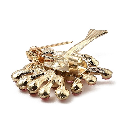 Alloy Glass Rhinestone Tree Brooches, Brass Pin Jewelry