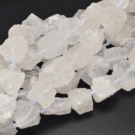Nuggets Natural Quartz Crystal Beads Strands, Rock Crystal Beads, 16~28x9~20x10~25mm, Hole: 1mm, about 16~17pcs/strand, 15.5 inch