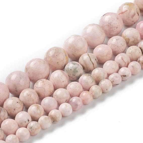 Perlas naturales rodocrosita hebras, Grado A, rondo