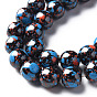 Spray Painted Non-magnetic Synthetic Hematite Beads Strands, with Glitter Powder, Round