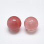 Cherry Quartz Glass Beads, Half Drilled, Round