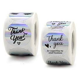 Paper Self-Adhesive Thank You Sticker Rolls, Round Dot Laser Gift Decals for Party Decorative Presents