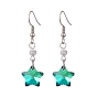 Star Glass Dangle Earrings, 304 Stainless Steel Jewelry for Women