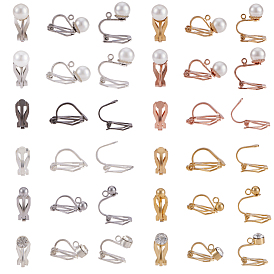 Hallazgos de pendientes de clip de latón, con diamantes de imitación de cristal / perlas de imitación acrílicas