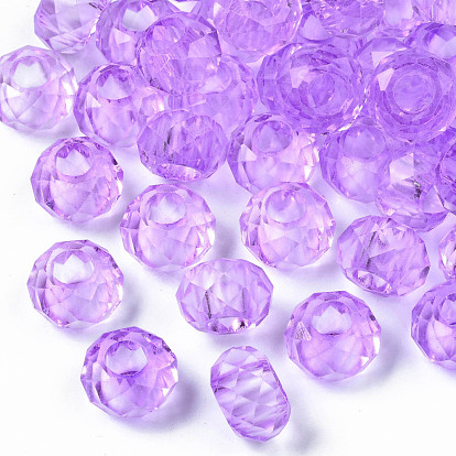 Glass European Beads, Large Hole Beads, Faceted, No Metal Core, Rondelle