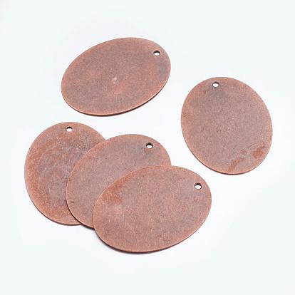 Étiquettes métalliques, laiton estampage pendentifs d'étiquette vierge, ovale, 40x30x0.5mm, Trou: 1.5mm