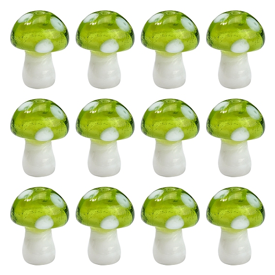 10Pcs Mushroom Handmade Lampwork Beads