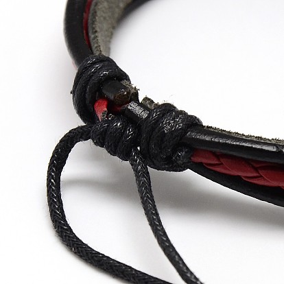 Branchées de style casual unisexe multi-brins de cire et de bracelets en cuir de la moelle, 64mm