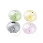 Cuentas de globo de vidrio soplado hechas a mano transparentes, patrón de la raya, plano y redondo
