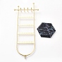 24-Hole Iron Jewelry Display Stands, 8-Hook Marble Print Hexagon Plastic Base Jewelry Organizer Holder, for Necklace, Bracelet Display, Home Decorations