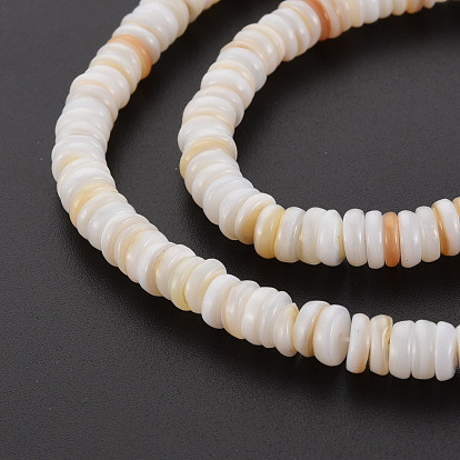 Natural Freshwater Shell Beads Strands, Flat Round/Disc