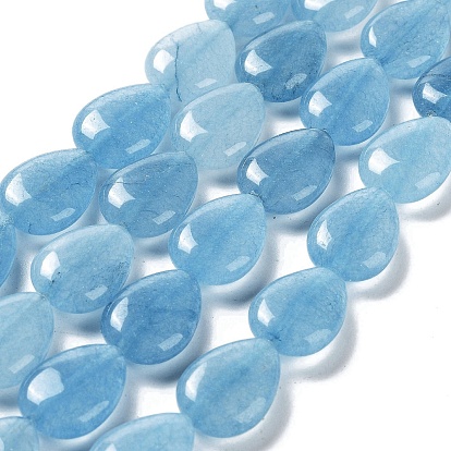 Natural Quartz Imitation Aquamarine Beads Strands, Teardrop, Dyed