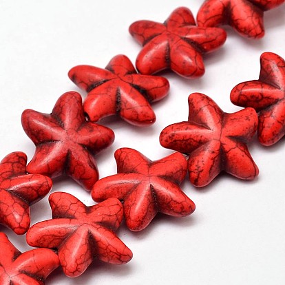 Synthetic Turquoise Bead Strands, Flower, 21x23x8mm, Hole: 2mm, about 328pcs/1000g