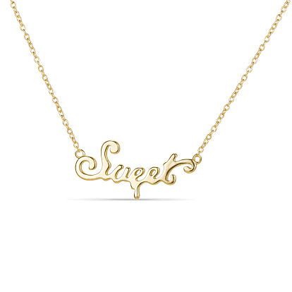 SHEGRACE Sweety 925 Sterling Silver Real 14K Gold Plated Pendant Necklace, with Sweet Letter Pendant, 15.7 inch
