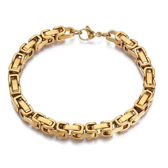 Placage ionique (ip) 201 bracelet chaîne byzantine en acier inoxydable pour hommes femmes, sans nickel