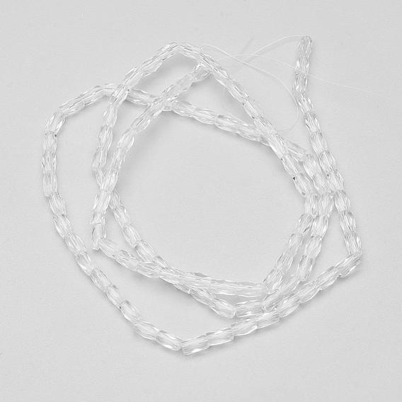 Chapelets de perles en verre transparentes  , facette, colonne