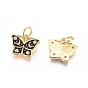 Brass Micro Pave Cubic Zirconia Charms, with Enamel, Jump Rings, Butterfly
