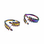 Leaf Cuff Rings, Rainbow Color 304 Stainless Steel Open Rings for Women