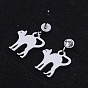 201 серьги-гвоздики с котенком из нержавеющей стали, с четким кубического циркония, растягивающийся кот