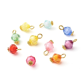 Transparent Acrylic Charms, with Alloy Daisy Spacer Beads and Iron Flat Head Pins, Bicone
