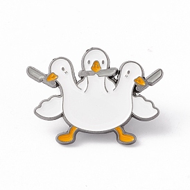 Duck with Knife Enamel Pin, Cartoon Alloy Badge for Backpack Clothes, Gunmetal