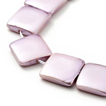 Electroplated Shell Pearl Beads Strands, Polished, Rectangle