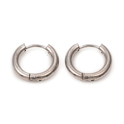 201 Stainless Steel Huggie Hoop Earrings, with 316 Surgical Stainless Steel Pins, Ring