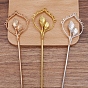 Iron Hair Stick Findings, with Alloy Flower and Loops