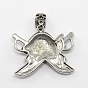 Vintage Men's 304 Stainless Steel Focus Pirate Style Skull Pendants, 48x46x8mm, Hole: 11x5mm