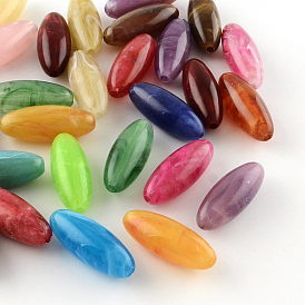 Perles acryliques ovale imitation de pierres précieuses, 31x12mm, trou: 3 mm, environ 170 pcs / 500 g