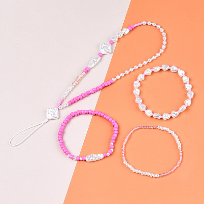 DIY 10 Style ABS & Acrylic Beads Jewelry Making Finding Kit, Star & Heart & Barrel & Round & Flat Round & Rhombus & Imitation Pearl