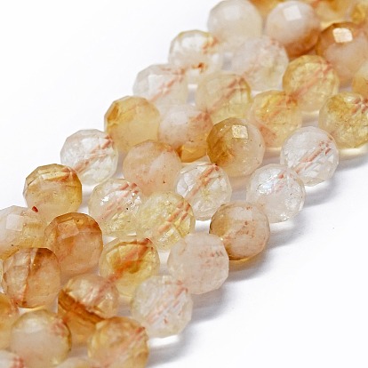 Citrine naturelle chapelets de perles, à facettes (64 facettes), ronde