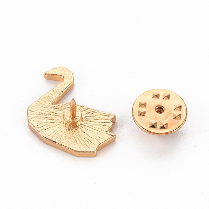 Rack Plating Alloy Enamel Brooches, Enamel Pins, with Brass Butterfly Clutches, Paper Crane, Cadmium Free & Nickel Free & Lead Free, Light Gold