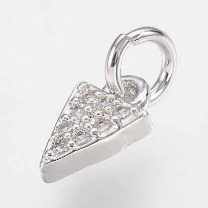 Brass Micro Pave Cubic Zirconia Charms, Lead Free & Cadmium Free, Triangle