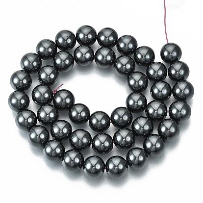 Non-magnétiques perles d'hématite synthétique brins, Grade a, ronde, 15.5 pouce