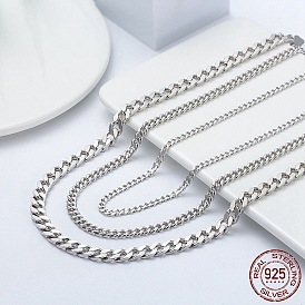 925 ожерелье-цепочка из стерлингового серебра с кубинскими звеньями, колье с широкими цепочками и бриллиантами, с печатью s925