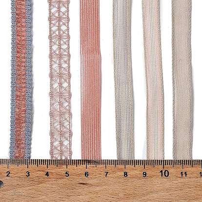 18 yards 6 styles ruban en polyester, pour le bricolage fait main, nœuds de cheveux et décoration de cadeaux, palette de couleurs rose